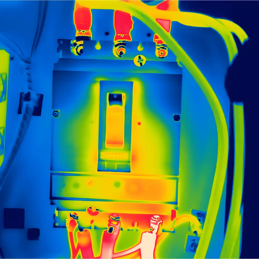Thermogram of an LV switchboard with a circuit breaker overheating
