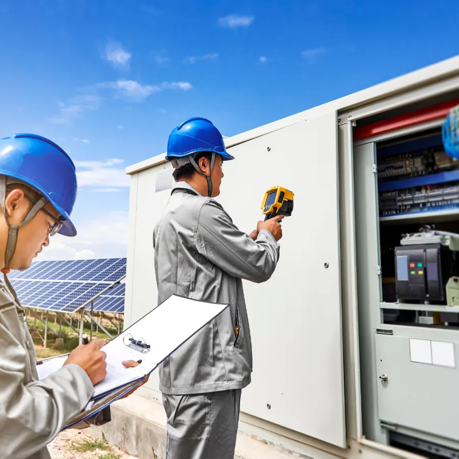 Thermographic inspection of a field combiner box in a photovoltaic plant