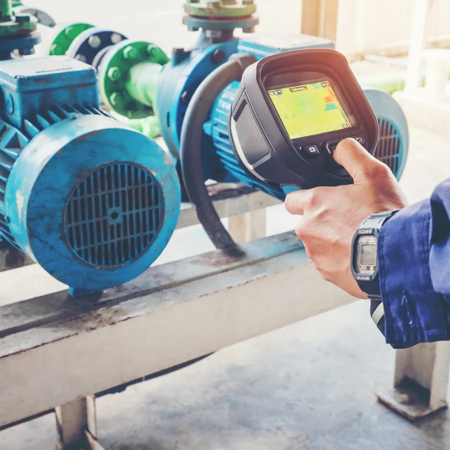 Thermographic check of a motor on a production line